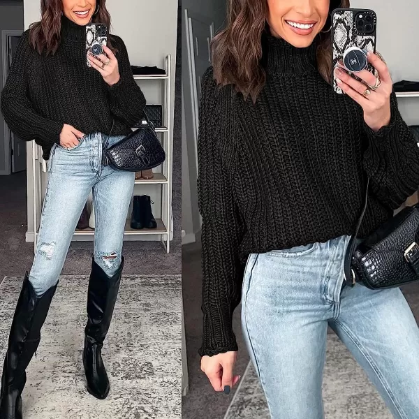 imageANRABESS Womens Turtleneck Oversized Sweaters Batwing Long Sleeve Pullover Loose Chunky Knit Tops1black