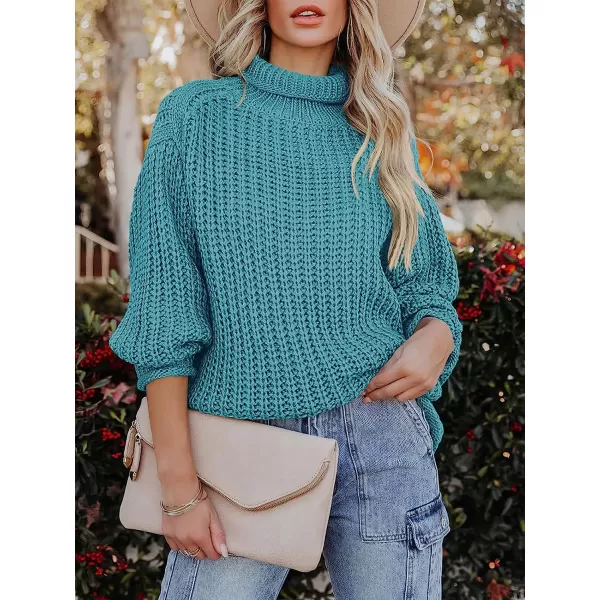 imageANRABESS Womens Turtleneck Oversized Sweaters Batwing Long Sleeve Pullover Loose Chunky Knit Tops1blue