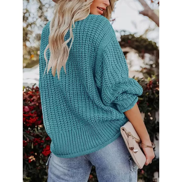 imageANRABESS Womens Turtleneck Oversized Sweaters Batwing Long Sleeve Pullover Loose Chunky Knit Tops1blue