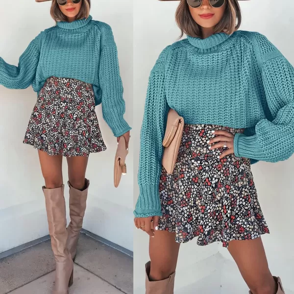 imageANRABESS Womens Turtleneck Oversized Sweaters Batwing Long Sleeve Pullover Loose Chunky Knit Tops1blue