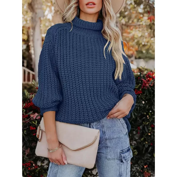 imageANRABESS Womens Turtleneck Oversized Sweaters Batwing Long Sleeve Pullover Loose Chunky Knit Tops1navy Blue