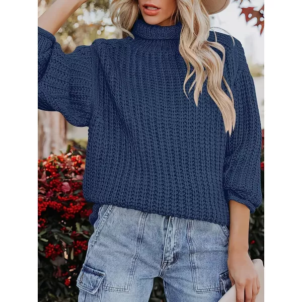 imageANRABESS Womens Turtleneck Oversized Sweaters Batwing Long Sleeve Pullover Loose Chunky Knit Tops1navy Blue