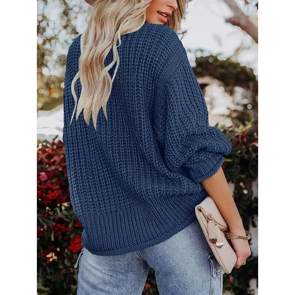 imageANRABESS Womens Turtleneck Oversized Sweaters Batwing Long Sleeve Pullover Loose Chunky Knit Tops1navy Blue
