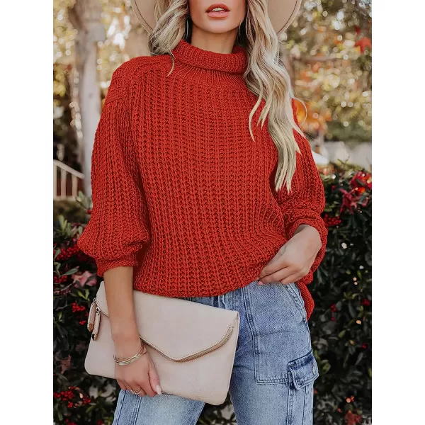 imageANRABESS Womens Turtleneck Oversized Sweaters Batwing Long Sleeve Pullover Loose Chunky Knit Tops1rust Oran