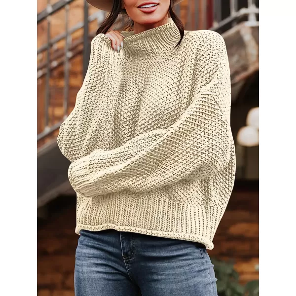 imageANRABESS Womens Turtleneck Oversized Sweaters Batwing Long Sleeve Pullover Loose Chunky Knit TopsBeige