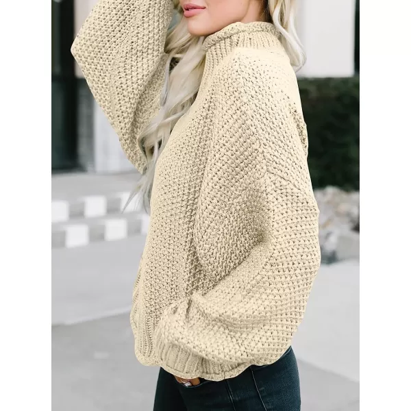 imageANRABESS Womens Turtleneck Oversized Sweaters Batwing Long Sleeve Pullover Loose Chunky Knit TopsBeige
