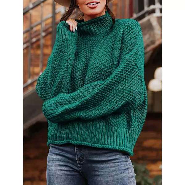 imageANRABESS Womens Turtleneck Oversized Sweaters Batwing Long Sleeve Pullover Loose Chunky Knit TopsBlue Green