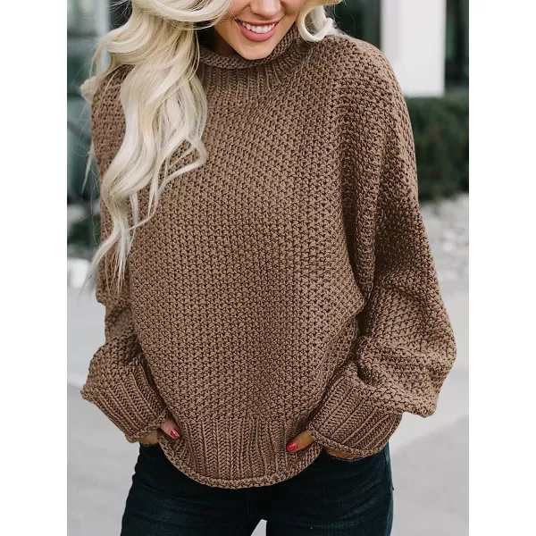 imageANRABESS Womens Turtleneck Oversized Sweaters Batwing Long Sleeve Pullover Loose Chunky Knit TopsBrown