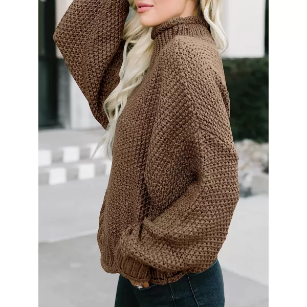 imageANRABESS Womens Turtleneck Oversized Sweaters Batwing Long Sleeve Pullover Loose Chunky Knit TopsBrown