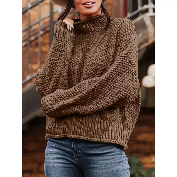 imageANRABESS Womens Turtleneck Oversized Sweaters Batwing Long Sleeve Pullover Loose Chunky Knit TopsBrown