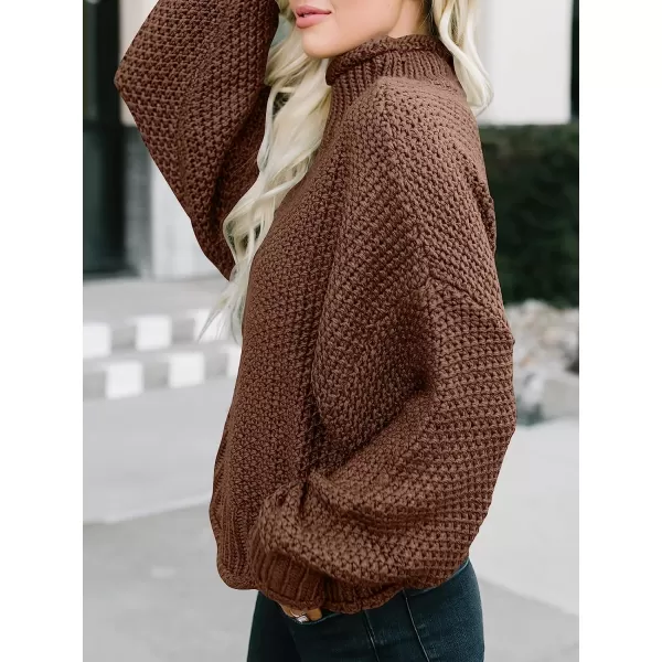imageANRABESS Womens Turtleneck Oversized Sweaters Batwing Long Sleeve Pullover Loose Chunky Knit TopsCoffee