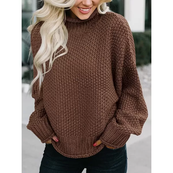 imageANRABESS Womens Turtleneck Oversized Sweaters Batwing Long Sleeve Pullover Loose Chunky Knit TopsCoffee