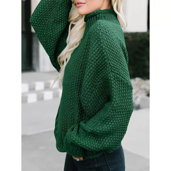 imageANRABESS Womens Turtleneck Oversized Sweaters Batwing Long Sleeve Pullover Loose Chunky Knit TopsGreen
