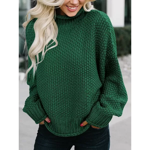 imageANRABESS Womens Turtleneck Oversized Sweaters Batwing Long Sleeve Pullover Loose Chunky Knit TopsGreen