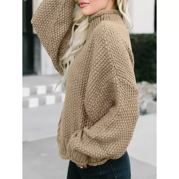 imageANRABESS Womens Turtleneck Oversized Sweaters Batwing Long Sleeve Pullover Loose Chunky Knit TopsKhaki