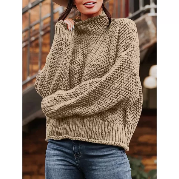 imageANRABESS Womens Turtleneck Oversized Sweaters Batwing Long Sleeve Pullover Loose Chunky Knit TopsKhaki