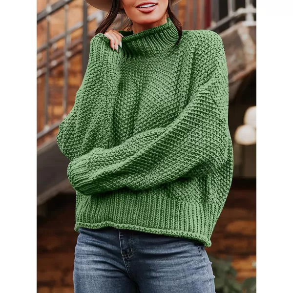 imageANRABESS Womens Turtleneck Oversized Sweaters Batwing Long Sleeve Pullover Loose Chunky Knit TopsLight Green