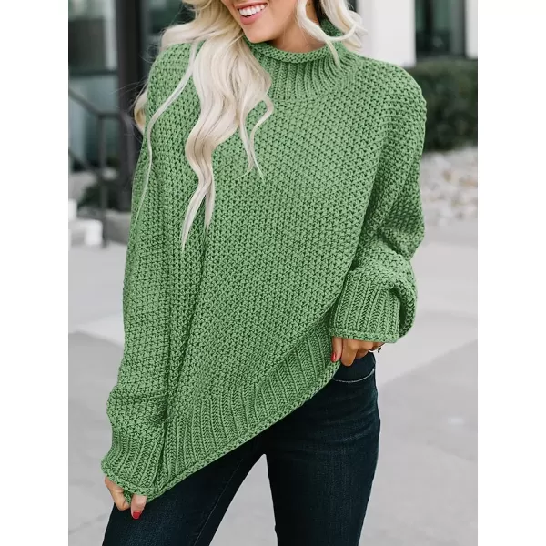 imageANRABESS Womens Turtleneck Oversized Sweaters Batwing Long Sleeve Pullover Loose Chunky Knit TopsLight Green