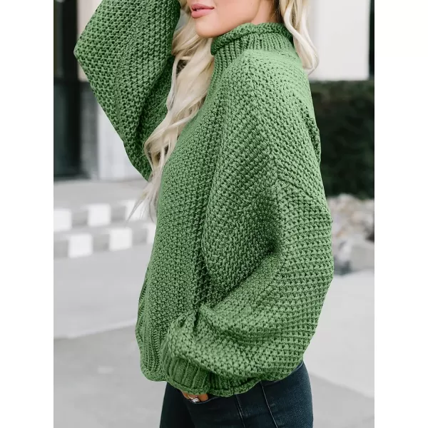 imageANRABESS Womens Turtleneck Oversized Sweaters Batwing Long Sleeve Pullover Loose Chunky Knit TopsLight Green