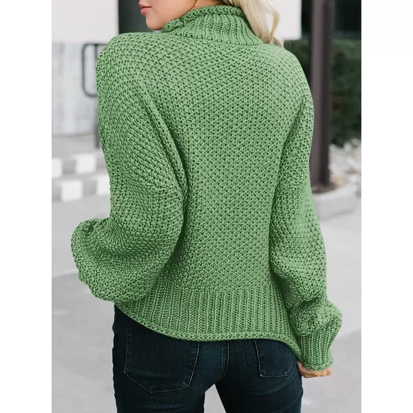 imageANRABESS Womens Turtleneck Oversized Sweaters Batwing Long Sleeve Pullover Loose Chunky Knit TopsLight Green
