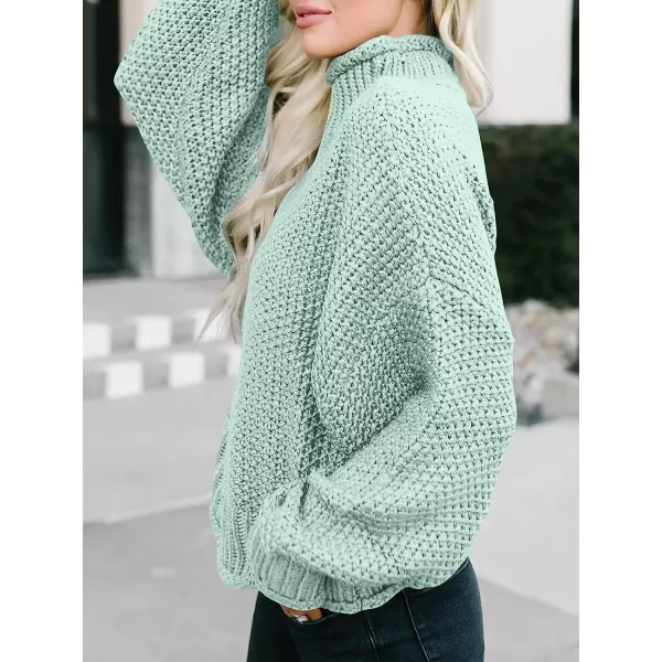 imageANRABESS Womens Turtleneck Oversized Sweaters Batwing Long Sleeve Pullover Loose Chunky Knit TopsMint