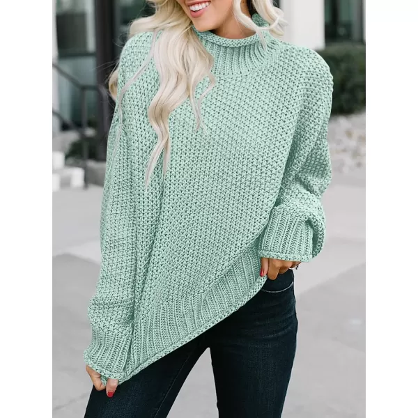 imageANRABESS Womens Turtleneck Oversized Sweaters Batwing Long Sleeve Pullover Loose Chunky Knit TopsMint