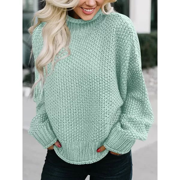 imageANRABESS Womens Turtleneck Oversized Sweaters Batwing Long Sleeve Pullover Loose Chunky Knit TopsMint