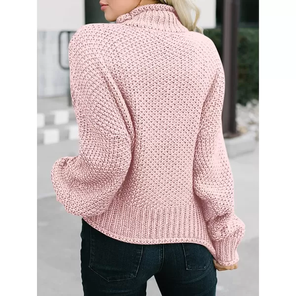 imageANRABESS Womens Turtleneck Oversized Sweaters Batwing Long Sleeve Pullover Loose Chunky Knit TopsPink