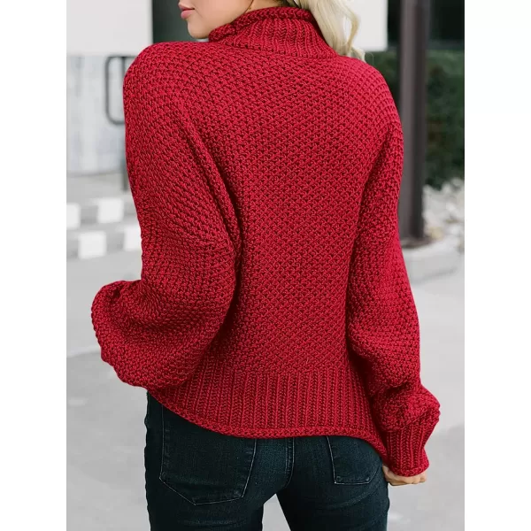 imageANRABESS Womens Turtleneck Oversized Sweaters Batwing Long Sleeve Pullover Loose Chunky Knit TopsRed