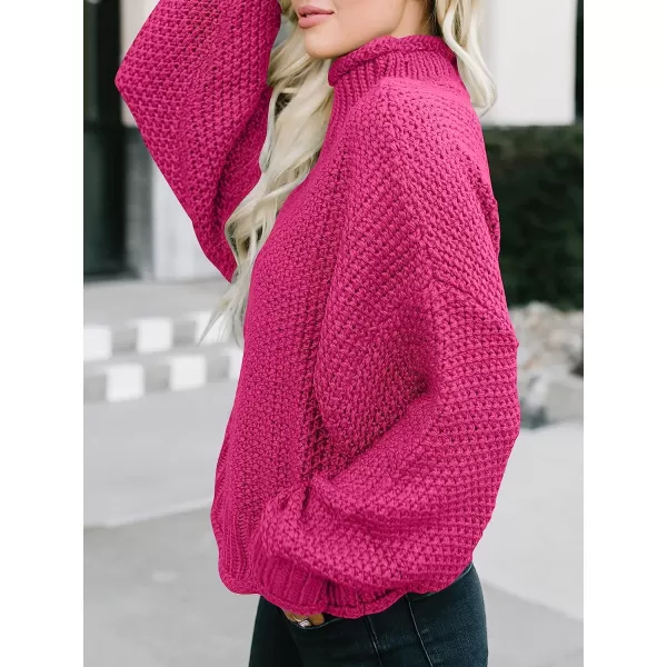 imageANRABESS Womens Turtleneck Oversized Sweaters Batwing Long Sleeve Pullover Loose Chunky Knit TopsRose