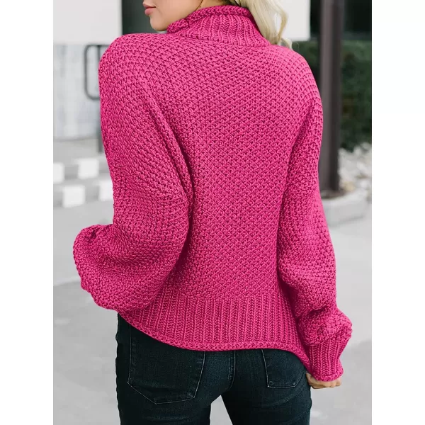 imageANRABESS Womens Turtleneck Oversized Sweaters Batwing Long Sleeve Pullover Loose Chunky Knit TopsRose