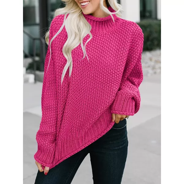 imageANRABESS Womens Turtleneck Oversized Sweaters Batwing Long Sleeve Pullover Loose Chunky Knit TopsRose
