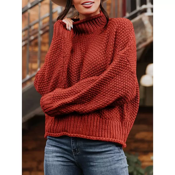 imageANRABESS Womens Turtleneck Oversized Sweaters Batwing Long Sleeve Pullover Loose Chunky Knit TopsRust