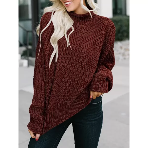 imageANRABESS Womens Turtleneck Oversized Sweaters Batwing Long Sleeve Pullover Loose Chunky Knit TopsWine Red