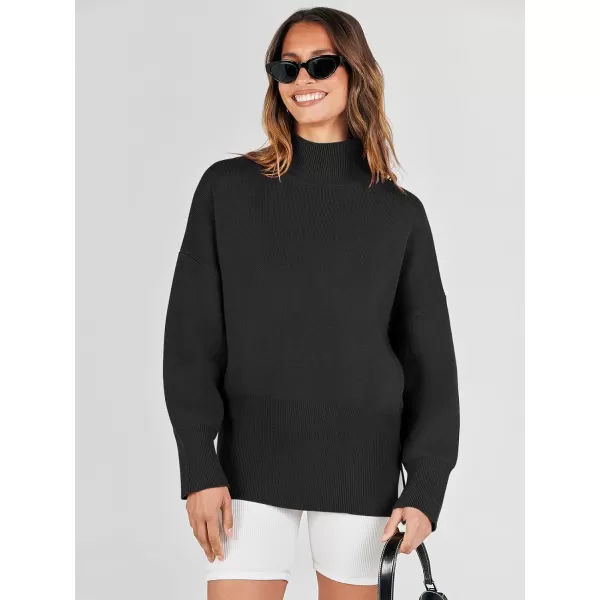 imageANRABESS Womens Turtleneck Oversized Sweaters Long Sleeve Chunky Side Slit Tunic Pullover Sweater Knit TopsBlack