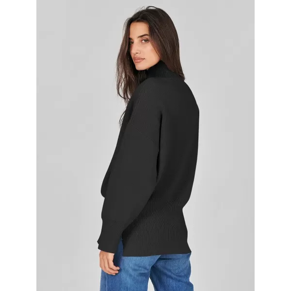 imageANRABESS Womens Turtleneck Oversized Sweaters Long Sleeve Chunky Side Slit Tunic Pullover Sweater Knit TopsBlack