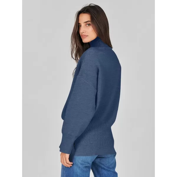 imageANRABESS Womens Turtleneck Oversized Sweaters Long Sleeve Chunky Side Slit Tunic Pullover Sweater Knit TopsDeep Blue