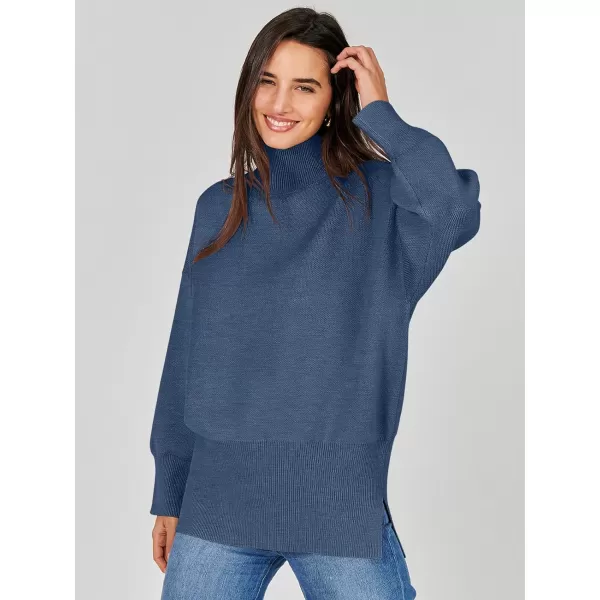imageANRABESS Womens Turtleneck Oversized Sweaters Long Sleeve Chunky Side Slit Tunic Pullover Sweater Knit TopsDeep Blue