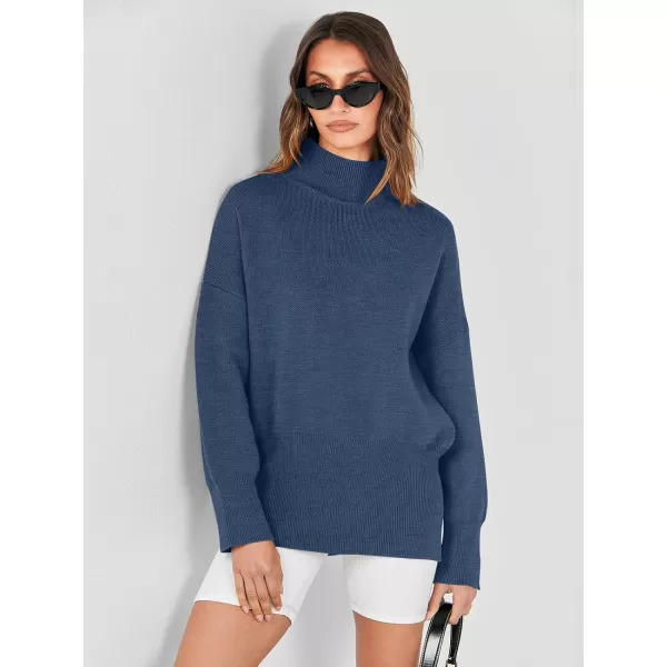 imageANRABESS Womens Turtleneck Oversized Sweaters Long Sleeve Chunky Side Slit Tunic Pullover Sweater Knit TopsDeep Blue
