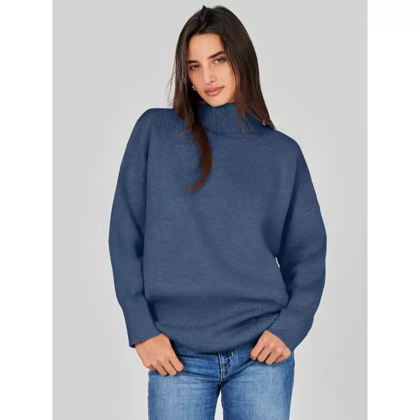 imageANRABESS Womens Turtleneck Oversized Sweaters Long Sleeve Chunky Side Slit Tunic Pullover Sweater Knit TopsDeep Blue