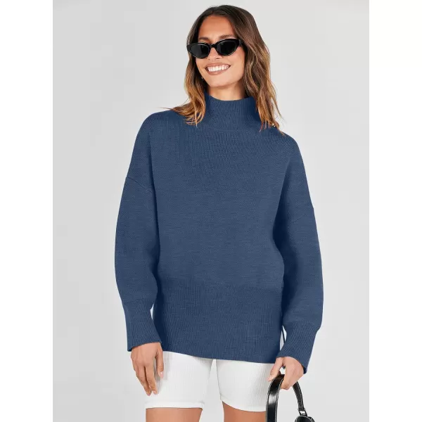 imageANRABESS Womens Turtleneck Oversized Sweaters Long Sleeve Chunky Side Slit Tunic Pullover Sweater Knit TopsDeep Blue