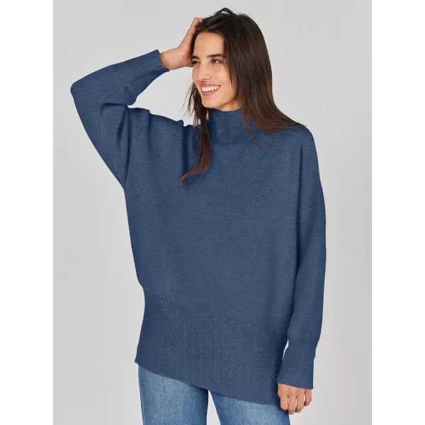 imageANRABESS Womens Turtleneck Oversized Sweaters Long Sleeve Chunky Side Slit Tunic Pullover Sweater Knit TopsDeep Blue