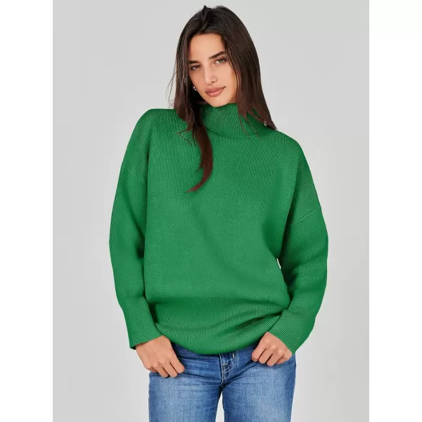 imageANRABESS Womens Turtleneck Oversized Sweaters Long Sleeve Chunky Side Slit Tunic Pullover Sweater Knit TopsGreen