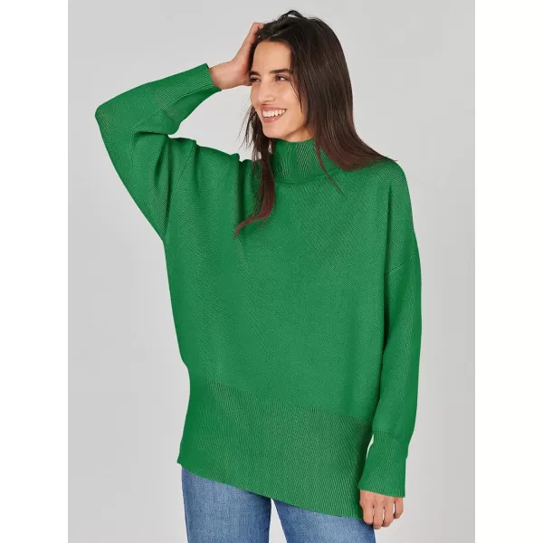 imageANRABESS Womens Turtleneck Oversized Sweaters Long Sleeve Chunky Side Slit Tunic Pullover Sweater Knit TopsGreen