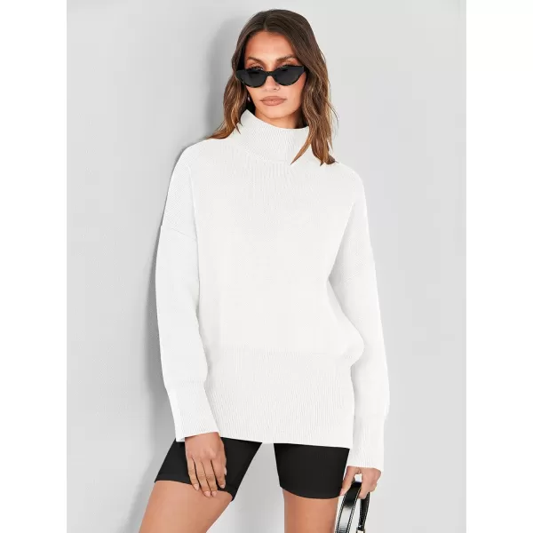 imageANRABESS Womens Turtleneck Oversized Sweaters Long Sleeve Chunky Side Slit Tunic Pullover Sweater Knit TopsWhite