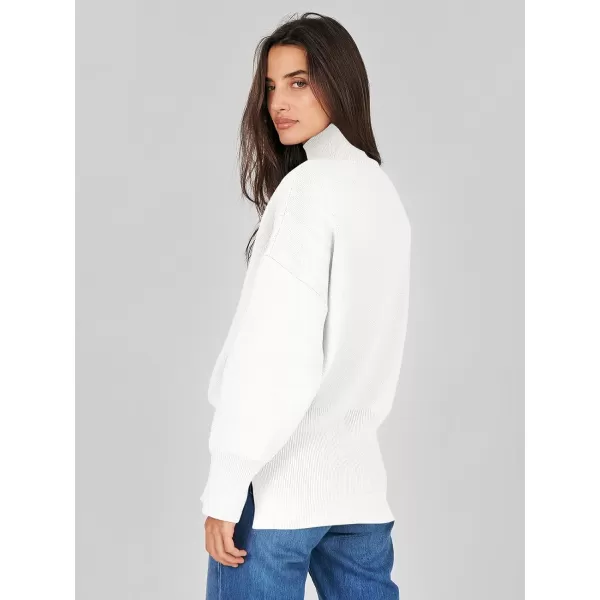 imageANRABESS Womens Turtleneck Oversized Sweaters Long Sleeve Chunky Side Slit Tunic Pullover Sweater Knit TopsWhite