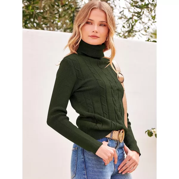 imageANRABESS Womens Turtleneck Sweaters Long Sleeve Cable Knit Pullover Sweaters TopArmy Green