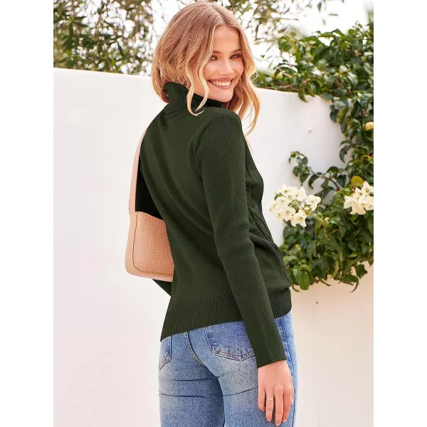 imageANRABESS Womens Turtleneck Sweaters Long Sleeve Cable Knit Pullover Sweaters TopArmy Green