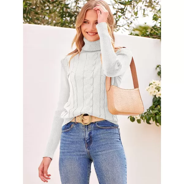 imageANRABESS Womens Turtleneck Sweaters Long Sleeve Cable Knit Pullover Sweaters TopBeige