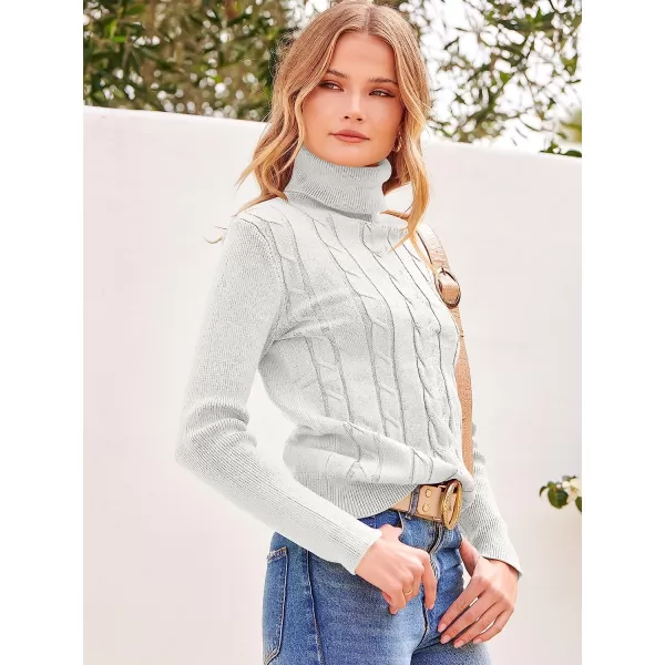 imageANRABESS Womens Turtleneck Sweaters Long Sleeve Cable Knit Pullover Sweaters TopBeige